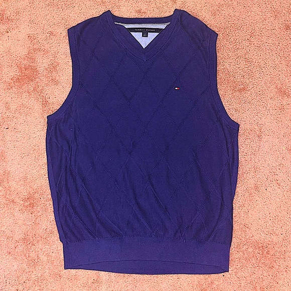 Tommy Hilfiger Purple V-Neck Casual Sweater Vest - Picture 1 of 2